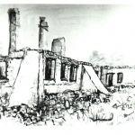 Marian Kopf, Ruiny zamku w Lubaczowie, papier, tusz, ok. 1948 r. Zbiory Muzeum Kresów w Lubaczowie